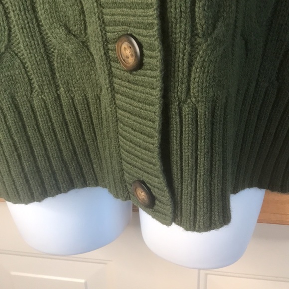 Banana Republic olive sweater poncho cape cable knit - Picture 4 of 7